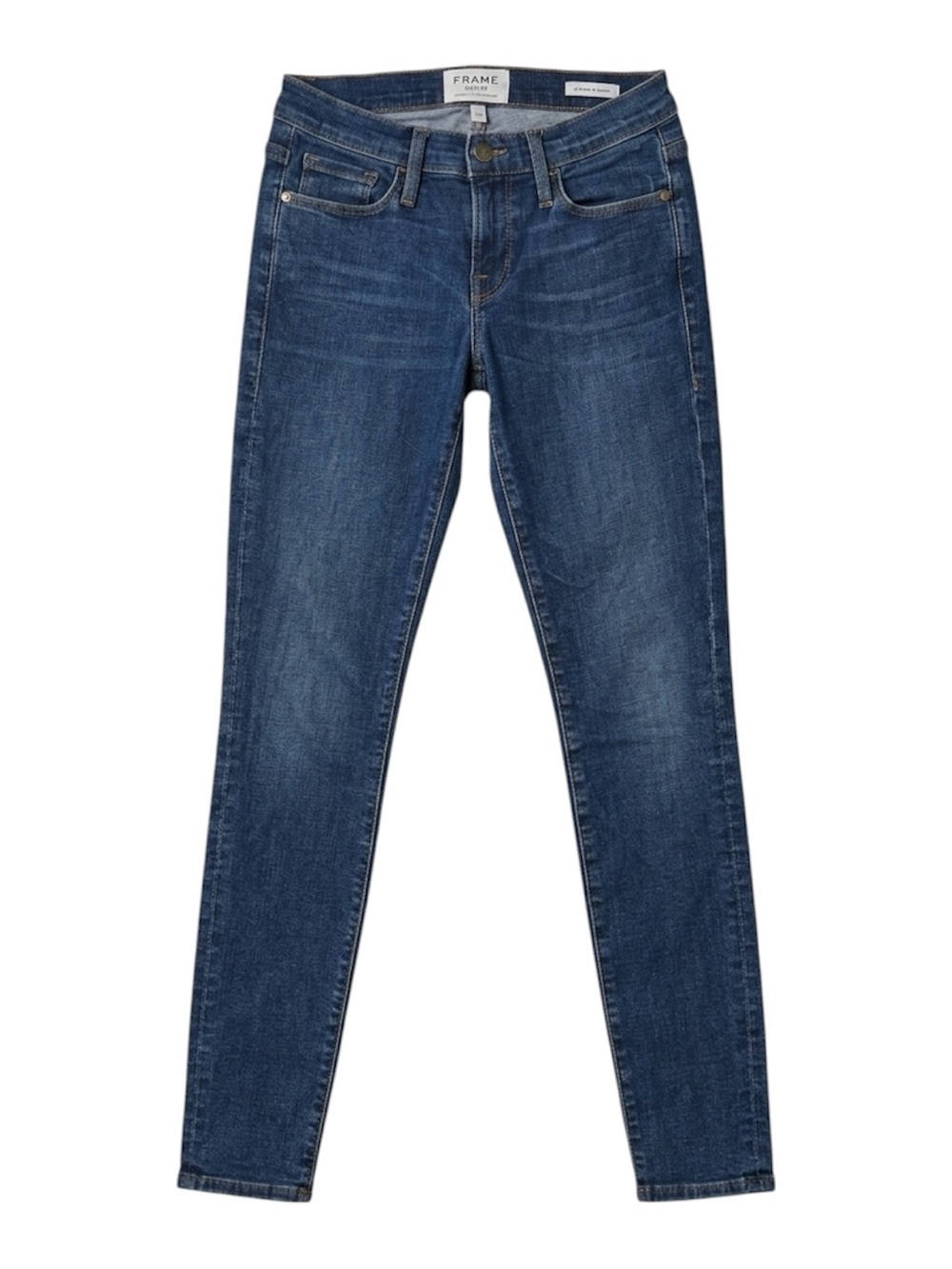 FRAME Le Skinny de Jeanne Skinny Jeans Medium Blue Indigo Wash Stretch Denim 26
